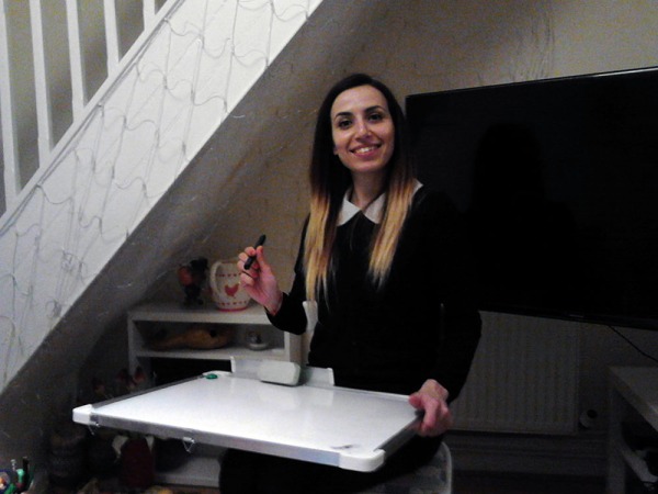 Sanem with our marker board